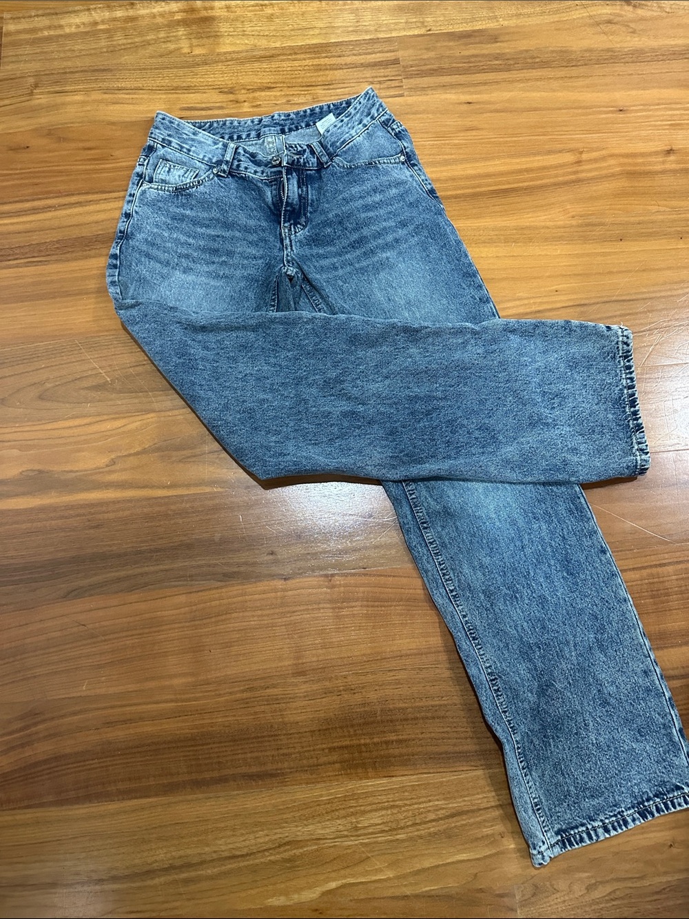 Women's Casual Washed Low Waist Straight Leg Jeans